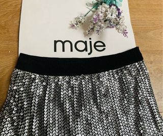 Falda Maje lentejuelas plateadas talla S