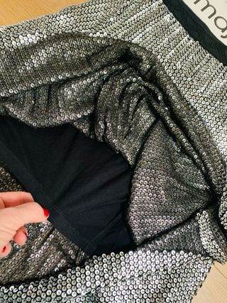 Falda Maje lentejuelas plateadas talla S