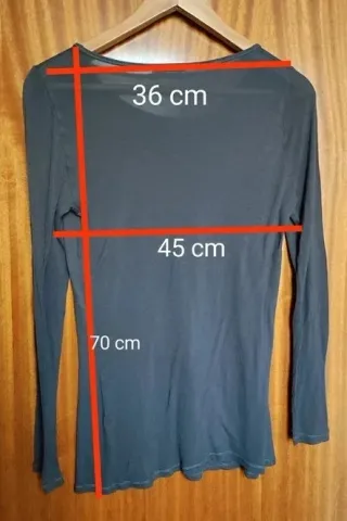 Camiseta Promod Gris Viscosa Manga Larga Talla L