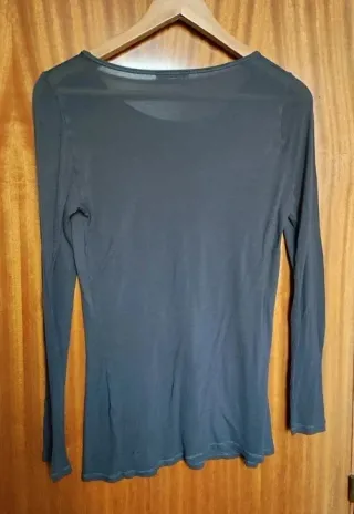 Camiseta Promod Gris Viscosa Manga Larga Talla L