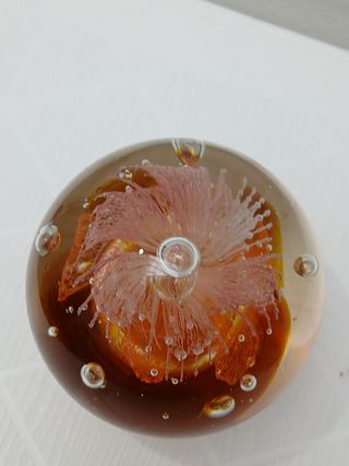 Fermacarte Vetro Murano Fiore Arancio