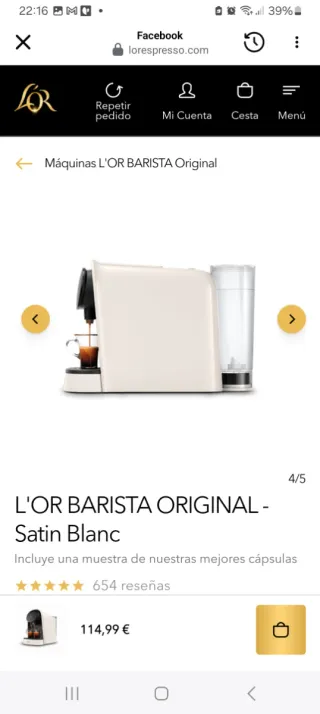 Cafetera LOR Barista Satin Blanc
