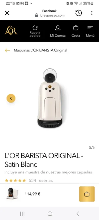 Cafetera LOR Barista Satin Blanc