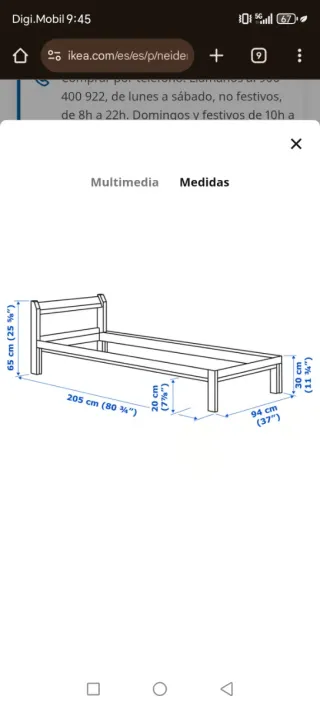 Cama Neiden 90x200cm + Somier Lonset