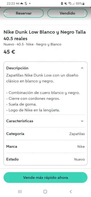 Nike Dunk Low Blanco y Negro Talla 40.5