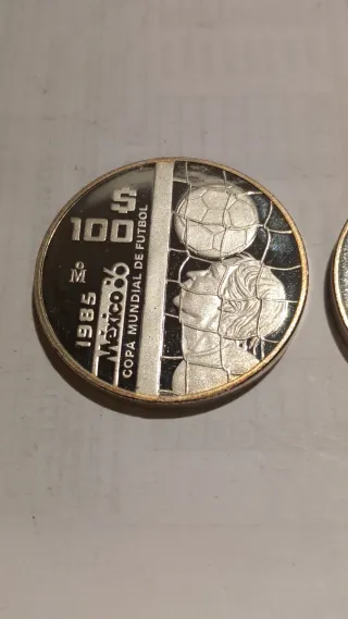 Moneda México 100 Pesos 1985 Mundial Plata 2 moned