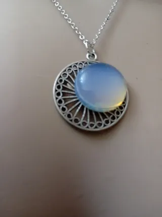 Collana acciaio con opale e luna