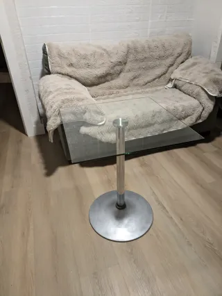 Mesa de centro cristal templado y patas metal