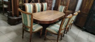 Comedor Teca Marquetería 6 Sillas