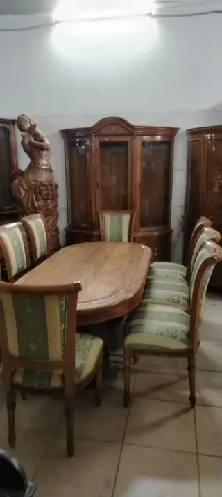 Comedor Teca Marquetería 6 Sillas