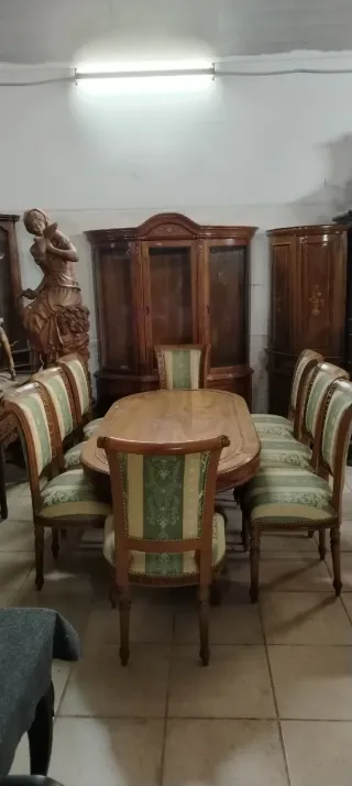 Comedor Teca Marquetería 6 Sillas