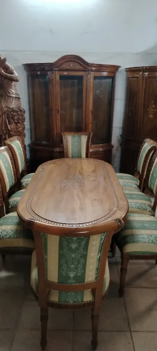 Comedor Teca Marquetería 6 Sillas