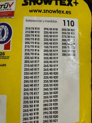 Cadenas de nieve de tela de la marca Snowtex+.