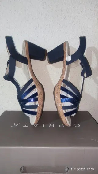 Sandalias Cipriata Mujer Azul y Plateado