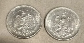 2 Monedas Mexicanas 50 Centavos Plata