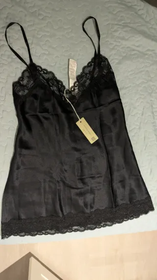 Conjunto Lencero Seda Intimissimi Negro Nuevo