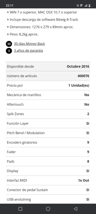 Teclado MIDI Nektar Impact LX88+