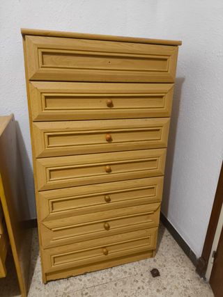 Escritorio madera con cajonera y estantes