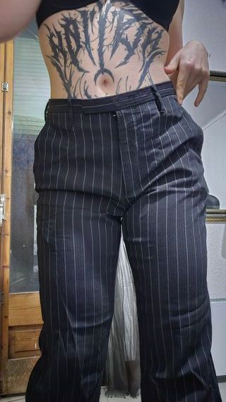 Pantalón Raya Diplomática Negro/Gris