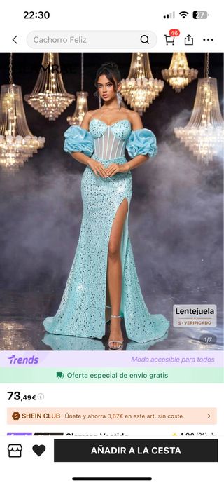 Vestido lentejuelas azul fiesta