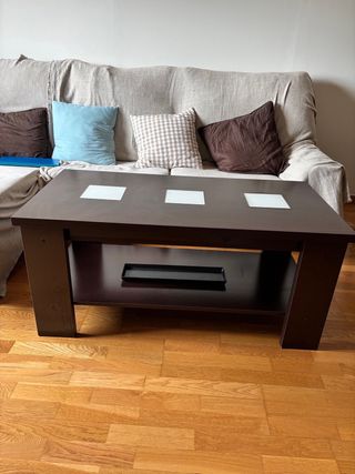 Mesa de centro elevable madera y cristal