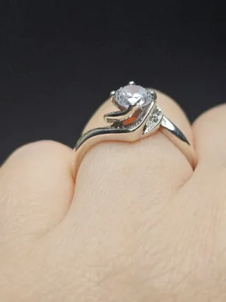 Anillo Plata 925 con Piedra Transparente