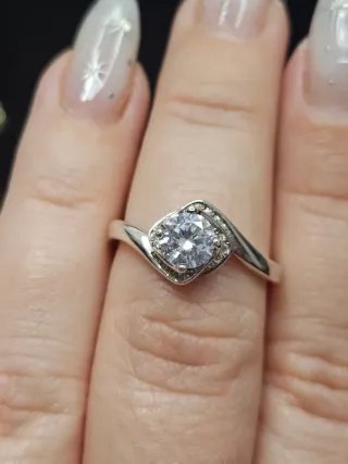 Anillo Plata 925 con Piedra Transparente