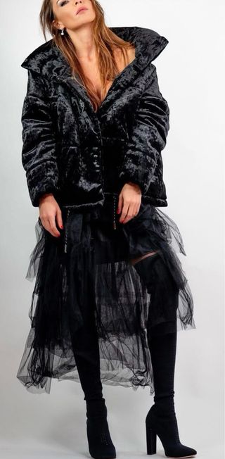 CHAQUETA MUJER PLUMÓN TERCIOPELO OVERSIZE S/M