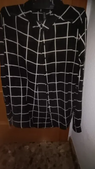 Camisa Transparente Cuadros Negros/Blancos