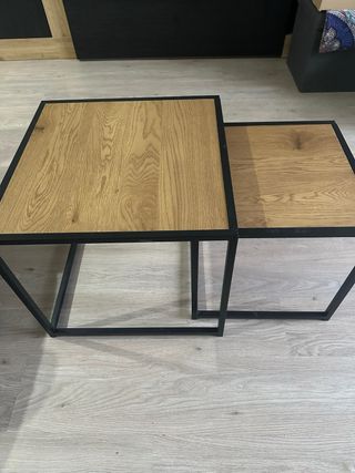 Juego de 2 mesas nido madera y metal
