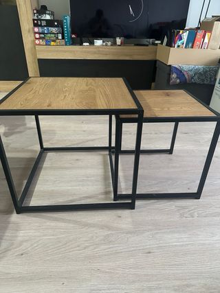 Juego de 2 mesas nido madera y metal