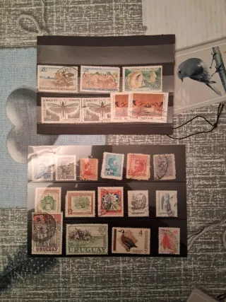 Sellos antiguos Mali y Uruguay