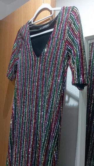 Vestido fiesta lentejuelas rayas