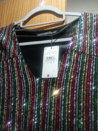 Vestido fiesta lentejuelas rayas