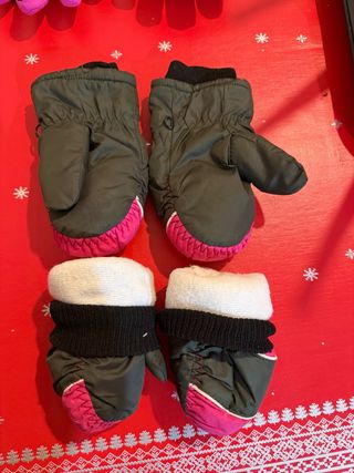 Guantes de Nieve Niños Verde y Rosa