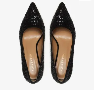 Zapatos Alma en Pena Tacón Pedrería Negros