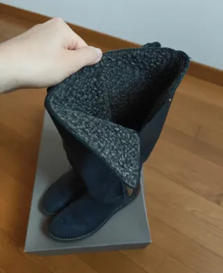 Stivali in pelle blu donna tg 37