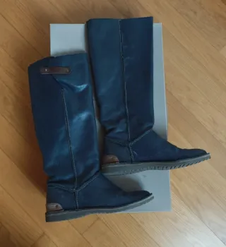Stivali in pelle blu donna tg 37