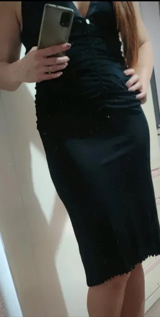 Guess Abito Nero con Ruches