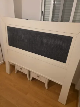 Cabecero Cama 135cm Madera y Tela