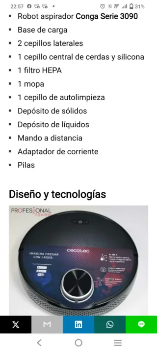 Robot Aspirador Cecotec Conga S3090 Láser