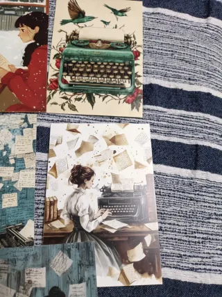 Set de 5 Postales mecanografía