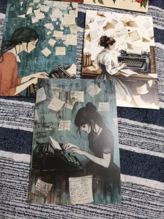 Set de 5 Postales mecanografía