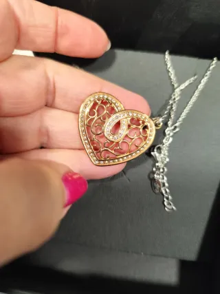 Colgante Lotus Corazón Filigrana Oro y Plata