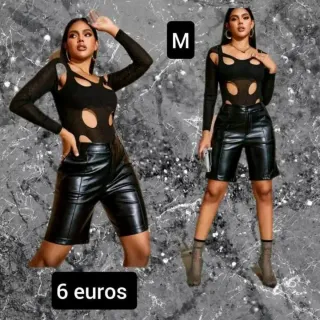 Pantalón corto cuero negro Talla M