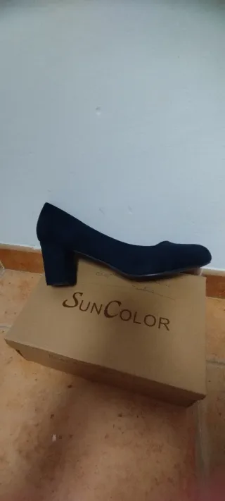 Zapato tacón azul marino terciopelo