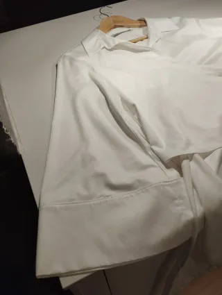 Camisa Pompelin Cruzada Mangas Anchas Blanca