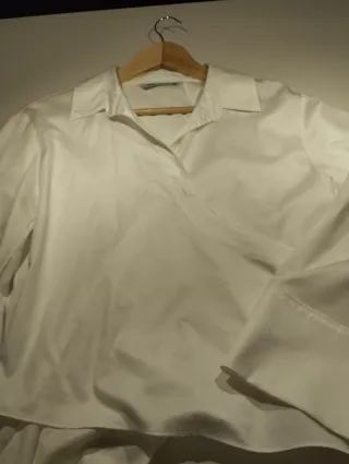 Camisa Pompelin Cruzada Mangas Anchas Blanca