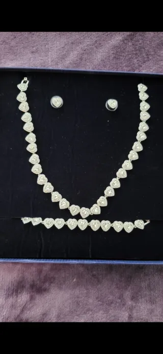Conjunto Swarovski Corazones Collar Pendientes Pul