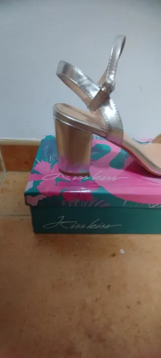 Sandalias tacón plateadas